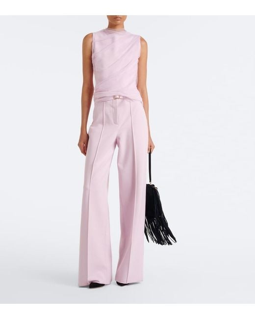 Dorothee Schumacher Pink Layered Draped Jersey And Tulle Top