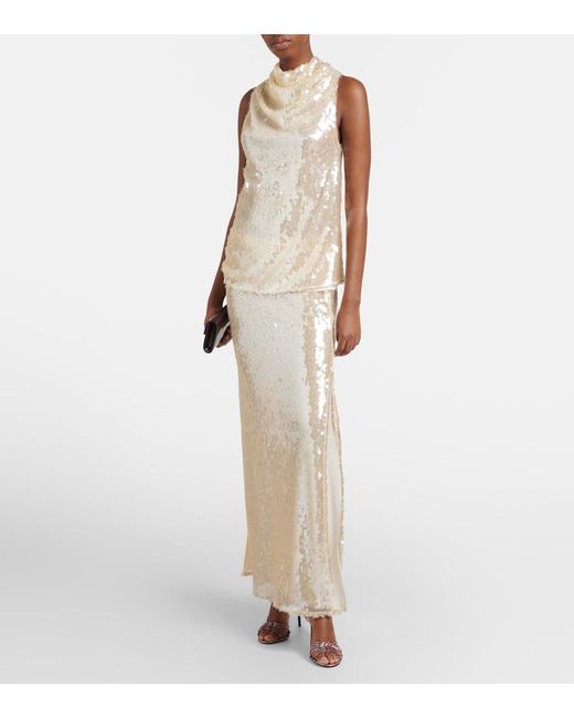 Altuzarra Natural Linnie Sequined Maxi Skirt