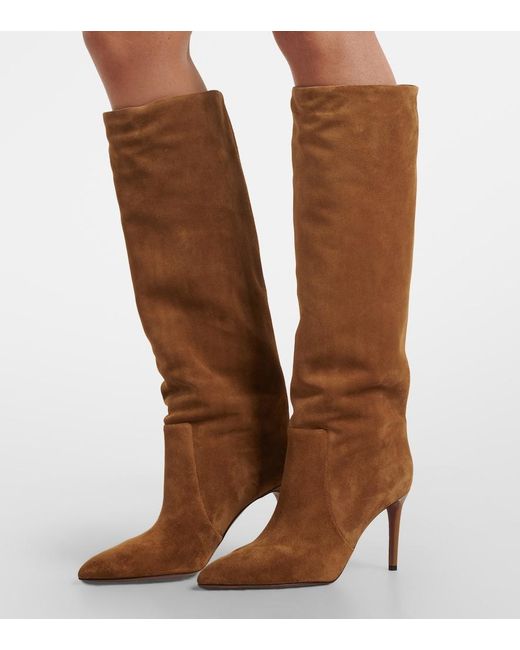 Paris Texas Brown Stiletto Suede Knee-High Boots