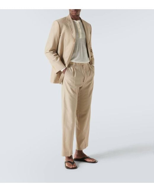 Auralee White Wool And Silk Henley Shirt for men