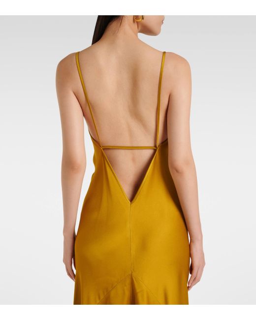 Victoria Beckham Yellow Satin Crepe Slip Dress