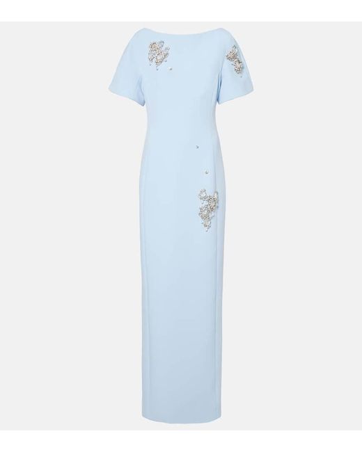 Safiyaa Blue Lacin Crystal-Embellished Cocktail Dress
