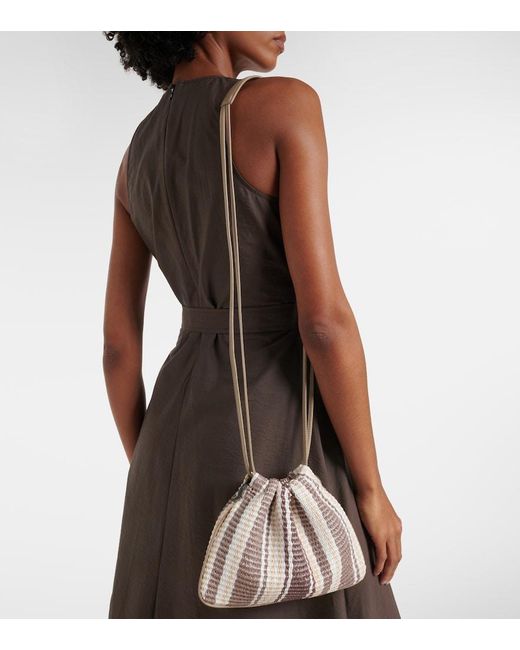 Brunello Cucinelli Metallic Mellow Small Striped Crossbody Bag