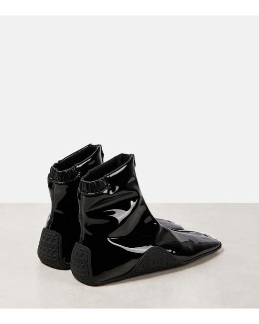 Alaïa Black Sneaker Faux Patent Leather Ankle Boots