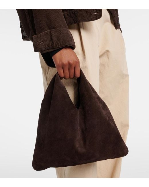 The Row Black Bindle Small Suede Top-Handle Bag