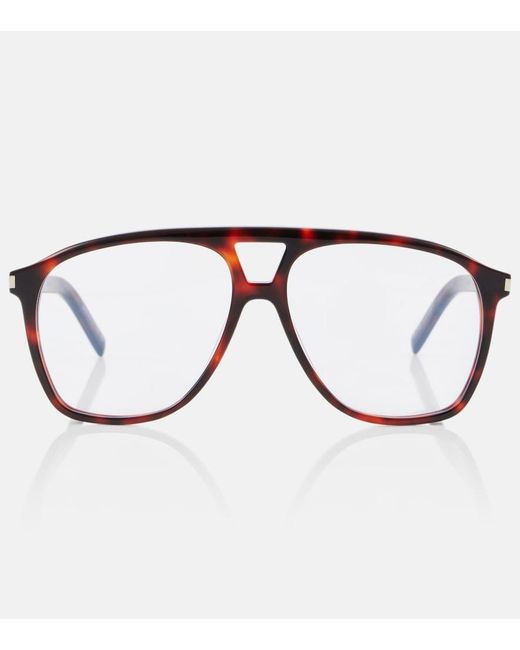 Saint Laurent Brown Acetate Aviator Sunglasses