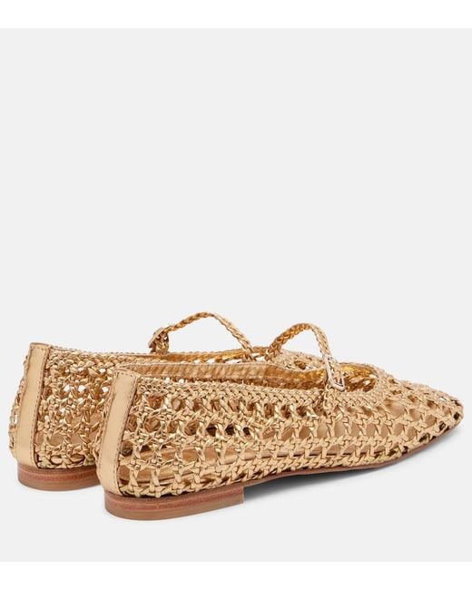 Souliers Martinez Brown Paris Woven Leather Mary Jane Flats