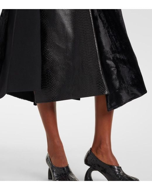 Junya Watanabe Black High-Rise Wool-Blend Maxi Skirt