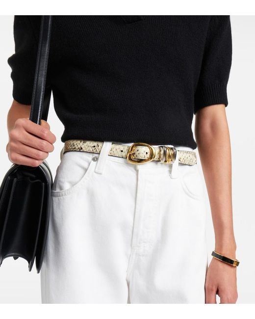 Amanu White Tugela Snake-Effect Leather Belt