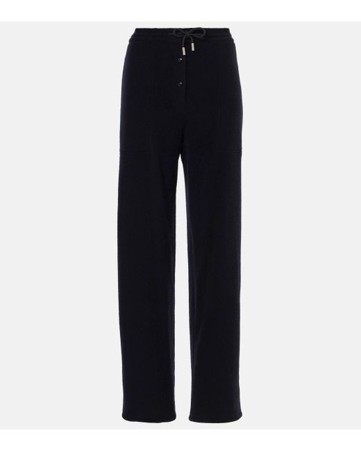 The Row Blue Bonnette Cashmere-Blend Straight Pants