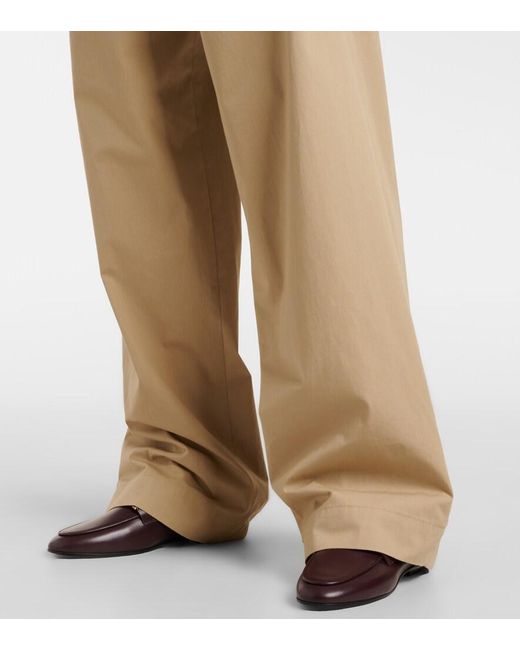 Tod's Natural Cotton Poplin Wide-Leg Pants