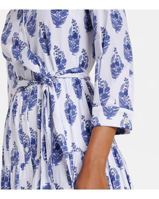 Vestido Camisero En Mezcla De Algodon Carolina Herrera de color Blue