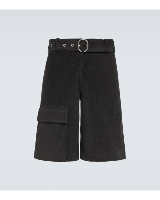Jil Sander Black Crochet Low-rise Cotton-blend Shorts for men