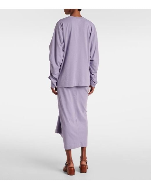 Dries Van Noten Purple Ruched Cotton Jersey Sweatshirt