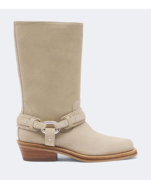 Rabanne Natural Suede Biker Boots