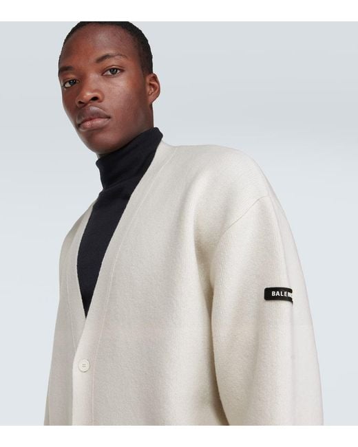 Cardigan de mezcla de lana Balenciaga de hombre de color White