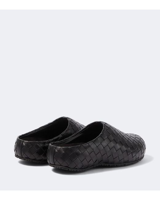 Bottega Veneta Black Klog Intrecciato Leather Mules for men