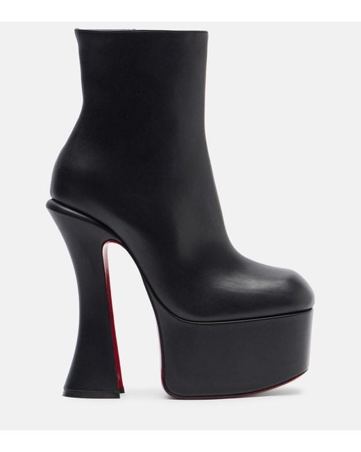Christian Louboutin Black Aquabootie 160 Leather Platform Ankle Boots