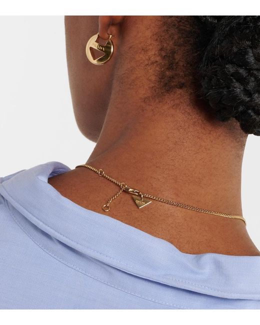 Collar De Cadena Con Logo Prada de color Metallic