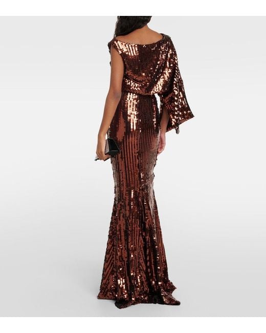 Taller Marmo Red Eric Sequined One-Shoulder Top