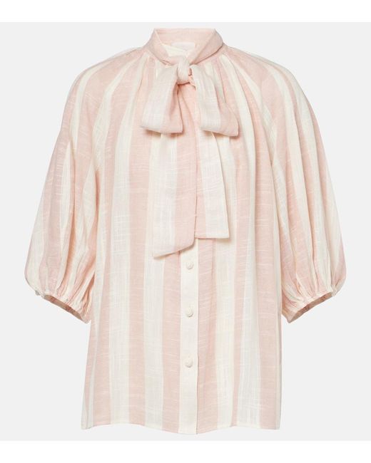 Blusa Acacia Con Lazada A Rayas Zimmermann de color Natural