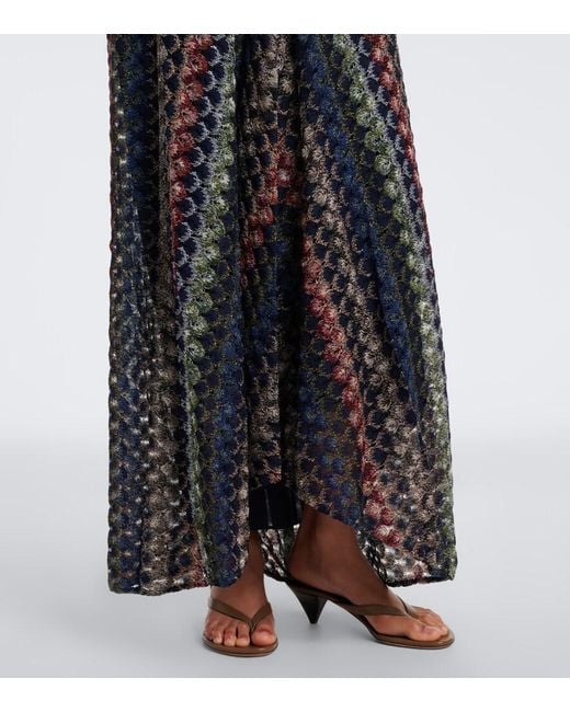 Missoni Blue Gathered Knitted Maxi Dress