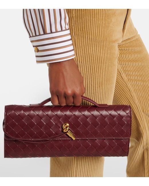 Bottega Veneta Red Andiamo Intrecciato Leather Clutch