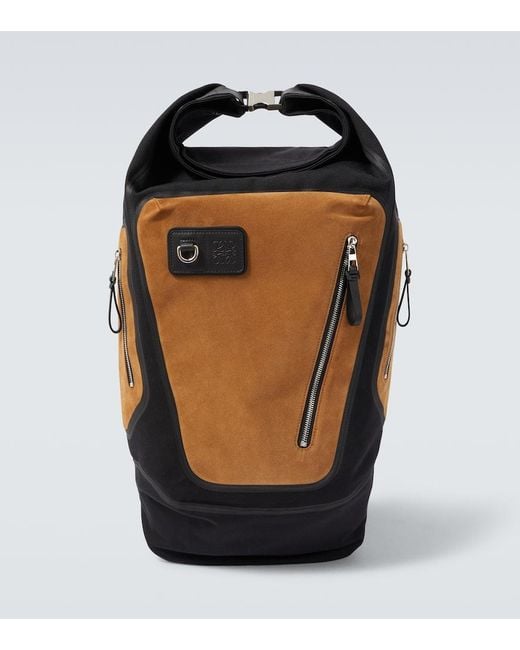 Loewe Black Flex Canvas And Suede Backpack for men