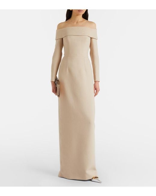 Emilia Wickstead Natural Nosrat Wool Crepe Bustier Dress