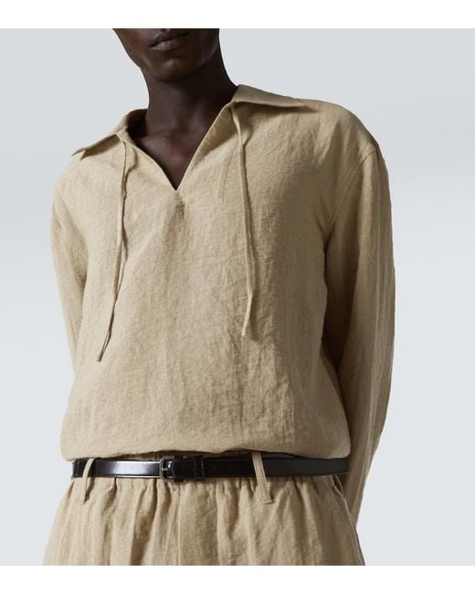 Commas Natural Tie-Neck Shirt for men