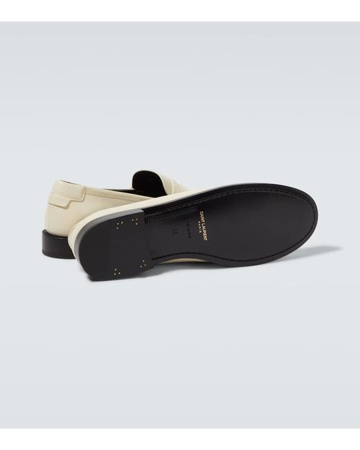 Saint Laurent White Le Loafer Leather Penny Loafers for men
