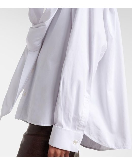 Saint Laurent White Bow-Detail Cotton Poplin Shirt