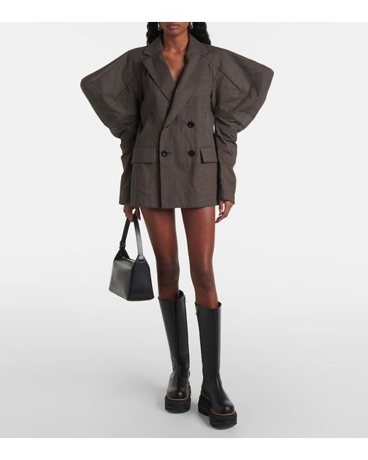 Sacai Gray Cotton Voile Blazer