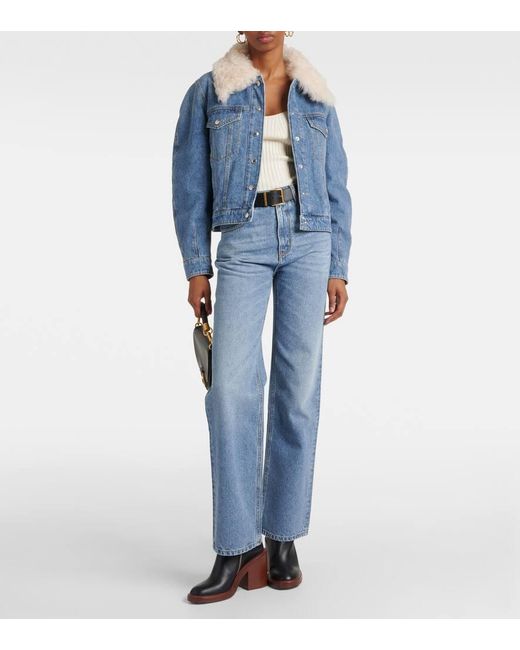 Jeans Rectos De Tiro Alto Chloé de color Blue