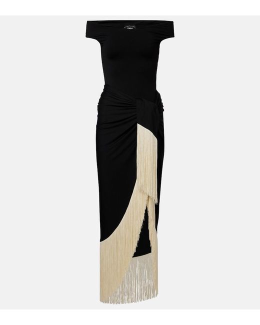 ‎Taller Marmo Black Romy Fringed Swimsuit And Beach Cover-Up Set