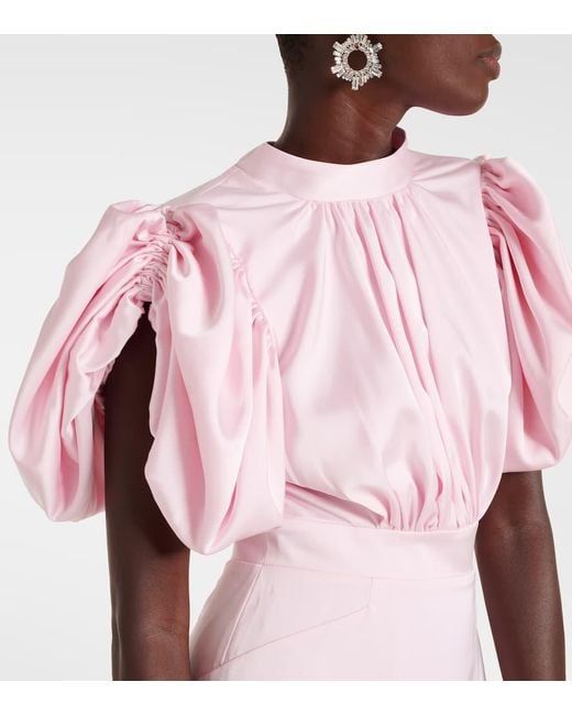 ROTATE BIRGER CHRISTENSEN Pink Dress With Puff Sleeves