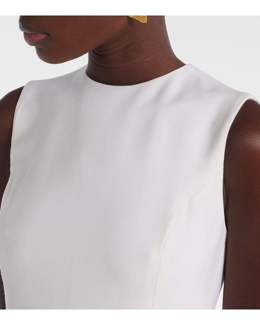 Oscar de la Renta White Verziertes Cocktailkleid Aus Einem Wollgemisch