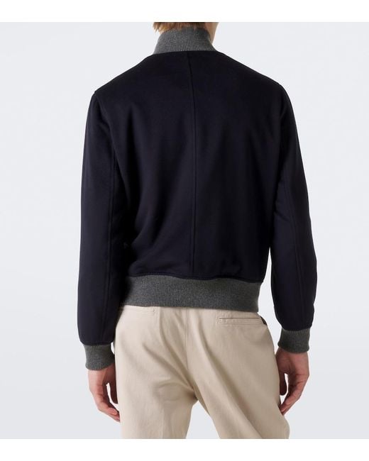 Brunello Cucinelli Blue Virgin Wool Blouson Jacket for men
