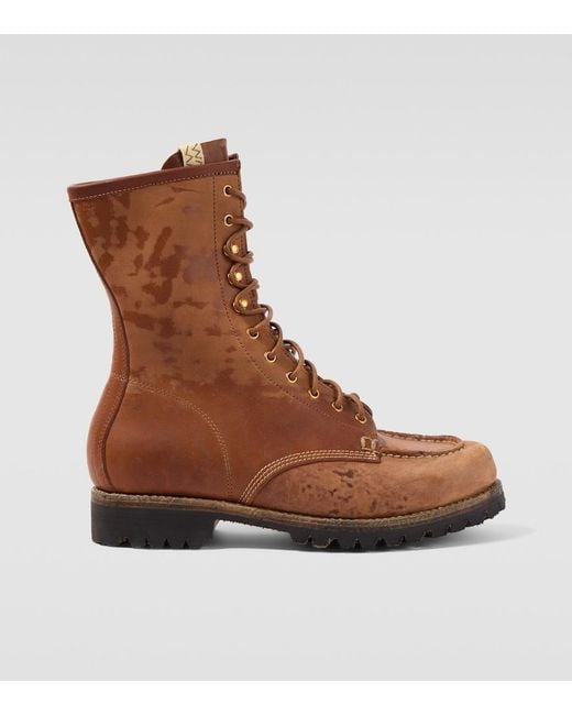 Visvim Brown Scout Moc Leather Lace-Up Boots for men