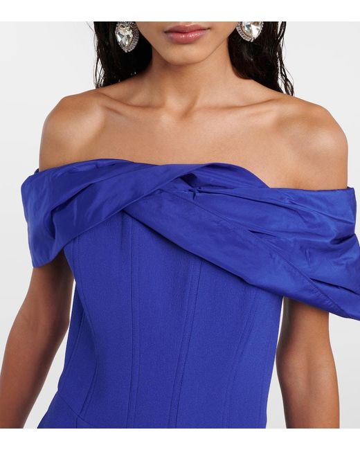 Rebecca Vallance Blue Cora Off-shoulder Minidress