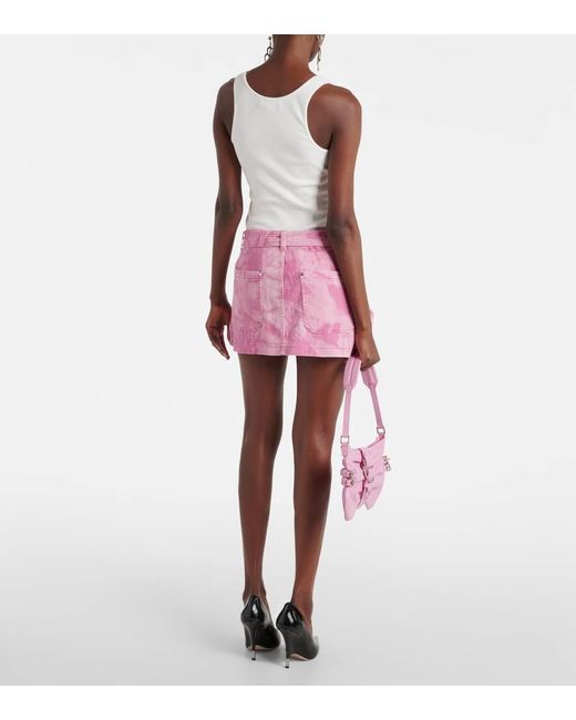 Minifalda Cargo De Denim Con Camuflaje Blumarine de color Pink