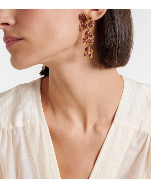 Zimmermann Metallic Bloom Large Embellished Drop Earrings