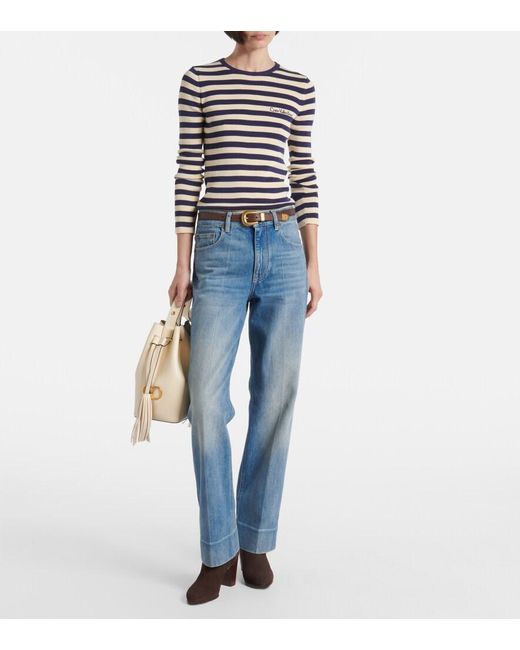 Valentino Blue Faded Wide-Leg Jeans