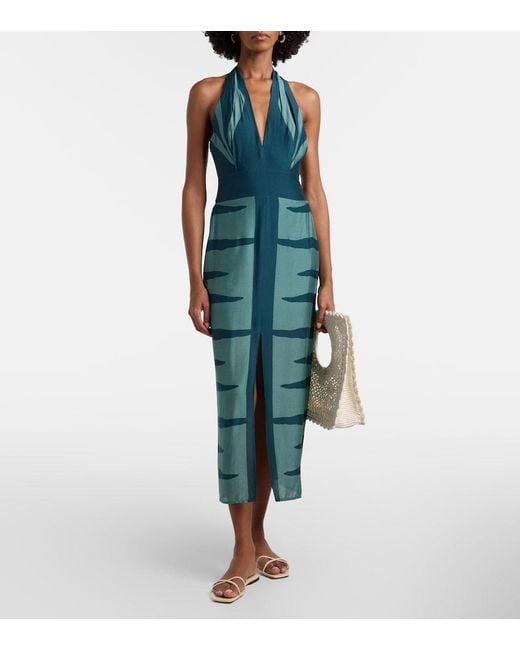 ViX Green Ina Printed Midi Dress