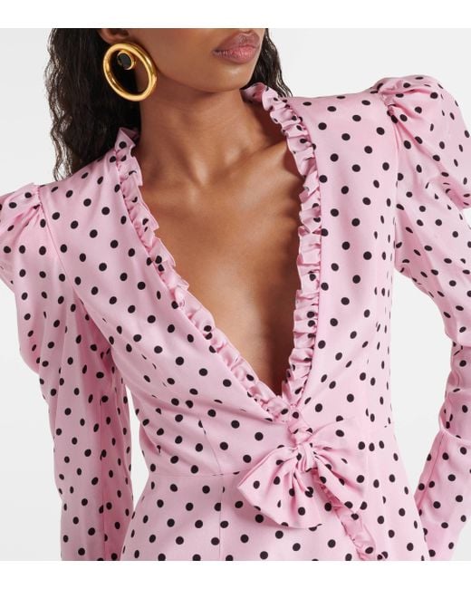 Alessandra Rich Pink Polka-dot Silk Minidress