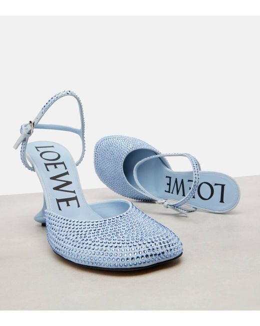 Loewe Blue Toy 90 Crystal-Embellished Leather Pumps