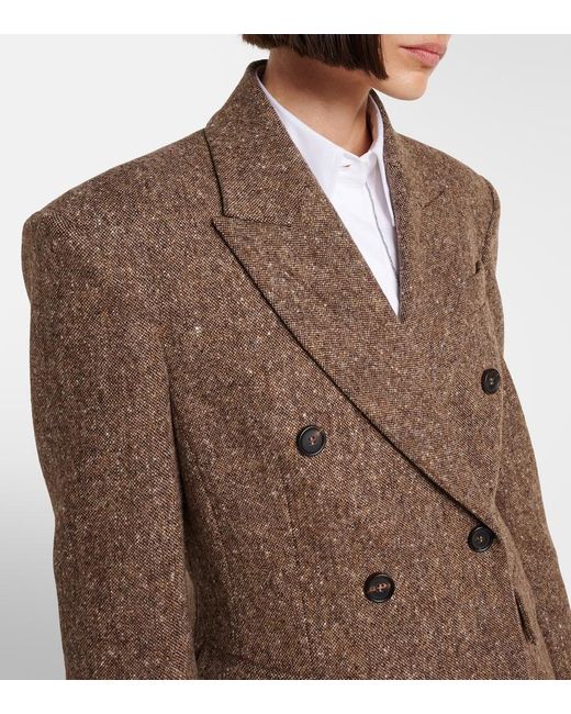 Brunello Cucinelli Brown Double-Breasted Wool-Blend Jacket