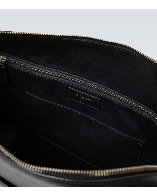 Saint Laurent Black Duffle Leather Briefcase for men