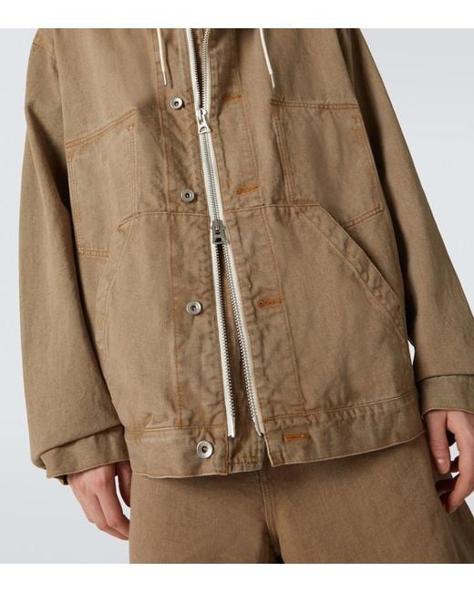 Sacai Natural Hooded Denim Jacket for men