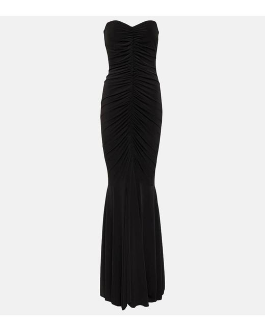 Norma Kamali Black Ruched Jersey Gown